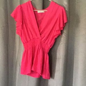 Hot Pink Ruffled Blouse